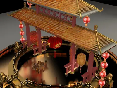 Chinese ancient gate 3D model