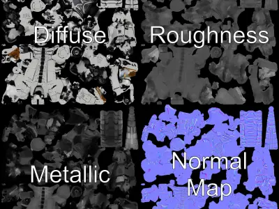 Futuristic Robotic Dinosaur Model Pack for Game and Animation Low-poly 3D model