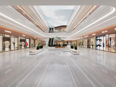 Shopping Mall interior Low-poly 3D model