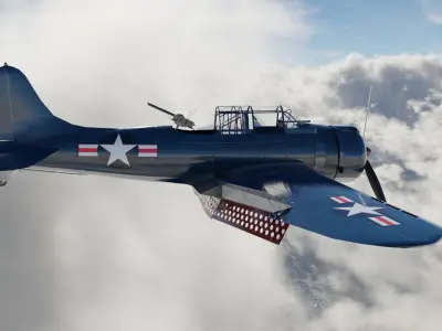 Douglas SBD Dauntless - WW2 Plane Low-poly 3D model