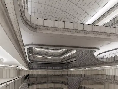 Shopping Mall interior Low-poly 3D model