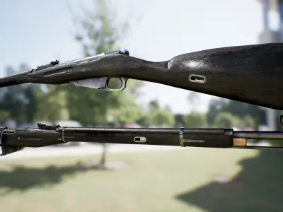 PBR Mosin-Nagant Soviet Rifle Low-poly 3D model