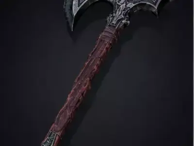 Ancient Runic Battle Axe Low-poly 3D model