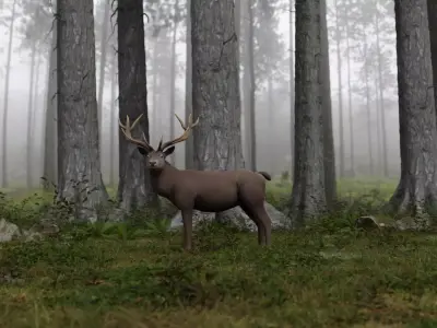 Deer LowPoly with antlers Low-poly 3D model