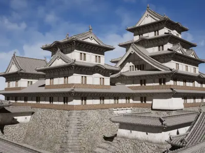 Japanese Modular Castle Low-poly 3D model