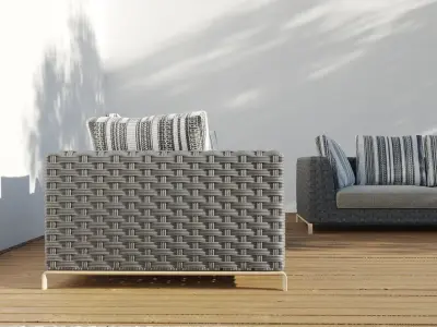 Rattan Outdoor Sofa Free 3D model