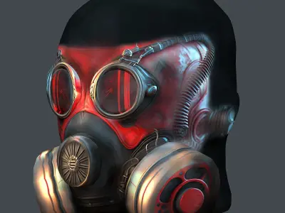 Gas mask helmet 3d model military combat Low-poly 3D model