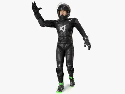Bike Rider Wearing Protective Riderwear Rigged 3D model