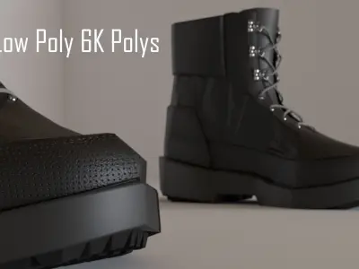 Military Style Boots Low-poly 3D model