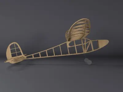 JABBERWOCK 125 EP Balsa Wood RC Plane Low-poly 3D model