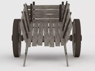 Wooden Cart Free low-poly 3D model