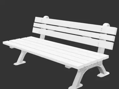 Wooden Park Bench for 3D print Low-poly 3D model