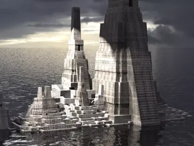 Aztec Ritual Mazes With Pyramid 4 3D model