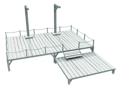 Medieval Triple Gallows Low-poly 3D model