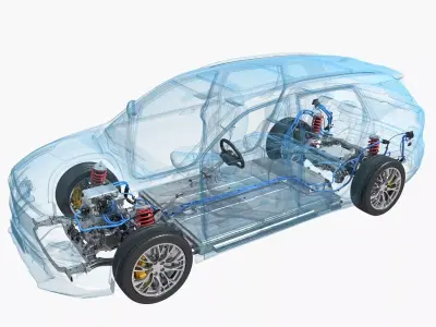 Electric SUV chassis X-ray 3D model