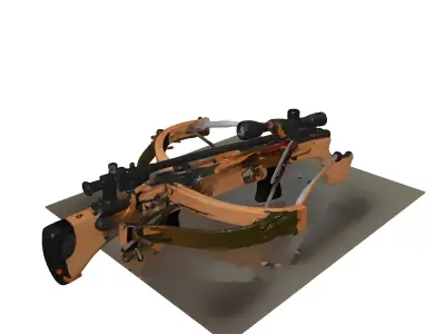 Broken Wooden Crossbow with Bolts 3D model