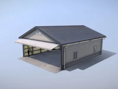 Airfield Hangar 12m Vr1 DARK Low-poly 3D model