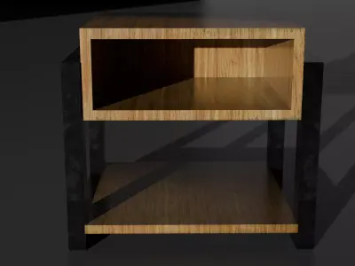 wooden side table-4k texture low poly furniture model  Free low-poly 3D model