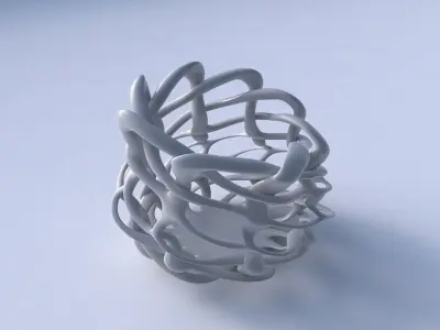 Bowl cylindrical with interlacing lattice streched top corner 2 3D model