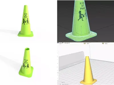 Road Cone M7 - With STL Low-poly 3D model