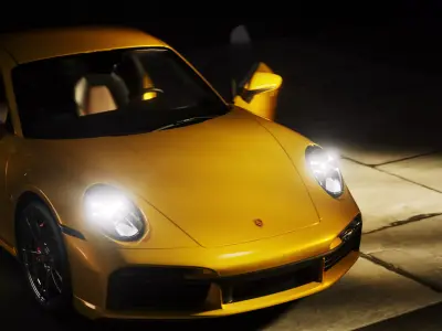 Cinematic Night Automotive Lighting Cinema 4D and Redshift 3D model