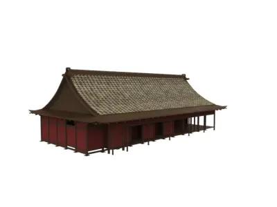 Modular Asian Building Low-poly 3D model