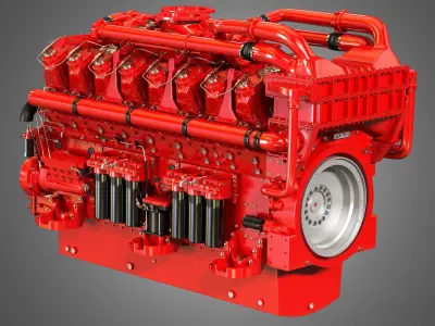  QSK95 16 Cylinders Engine - Marine Turbocharged Diesel Engine 3D model