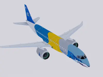 Embraer E-190 E-2 Color House profit hunter Shark 3D model