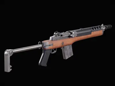 Game Ready Ruger Mini 14 PBR Rigged Low-poly 3D model