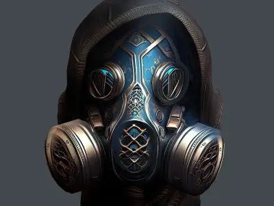 Gas mask helmet 3d model military combat Low-poly  Low-poly 3D model 11
