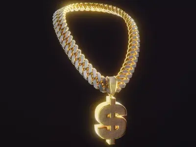 Cash Symbol Diamond Chain Low-poly 3D model