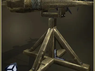 Animated Medieval Ballista Low-poly 3D model