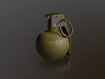 M67 HE Grenade  Game Ready PBR and LODS Low-poly 3D model