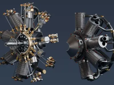 Realistic Engine - Radial Engine Low-poly 3D model