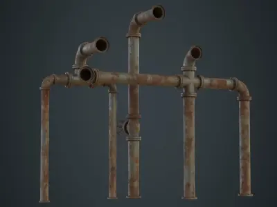 Industrial Pipes 2C Low-poly 3D model