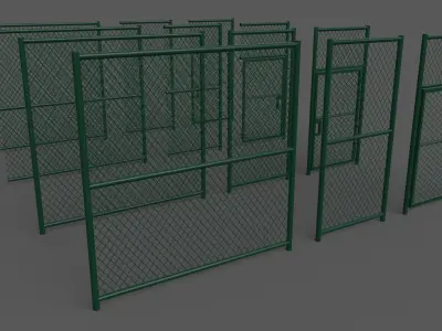 PBR Chain Link Fence For Court C 3D model