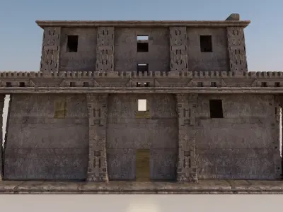 Modular preColumbian temple building with PBR textures 3D model