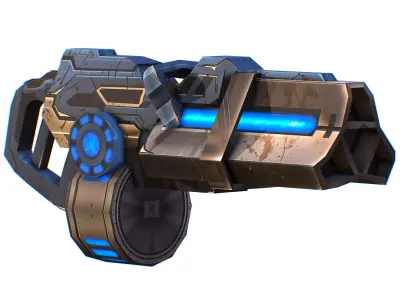 LowPoly Sci-Fi Assault Heavy Machine Gun Low-poly 3D model