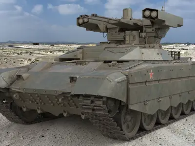 Tank Terminator BMPT 72 Green Dirty 3D model