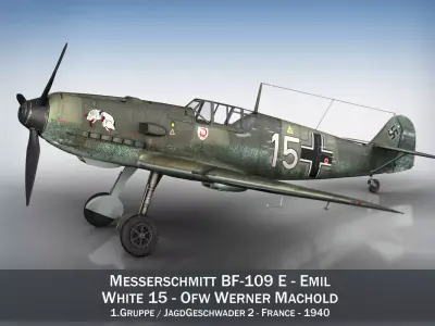 Messerschmitt - BF-109 E - White 15 3D model