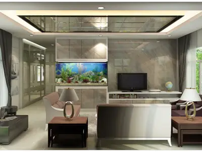 Living room to watch sea fish 3D model