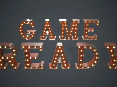 Old Marquee Metal Letters PBR Game Ready Low-poly 3D model