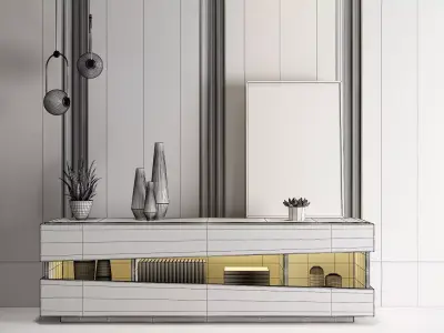 Sideboard with Decorations Free 3D model