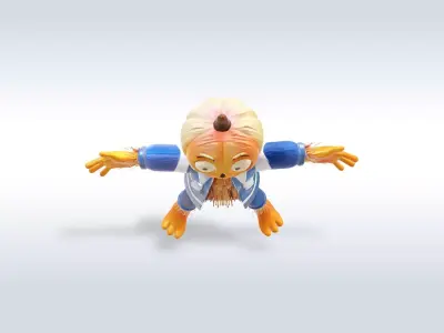 Cheerful Pumpkin Boy Halloween Character 3D model 6