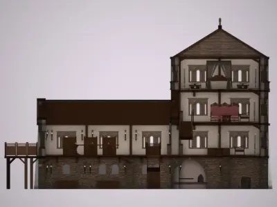 Medieval -9th century- Slavic palace - exterior - interior 3D model