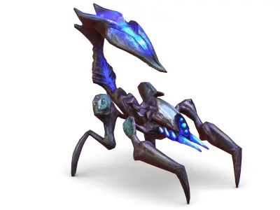 Blue alien UFO mutant scorpion Low-poly 3D model