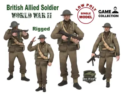 British Allied Soldier Low-poly 3D model