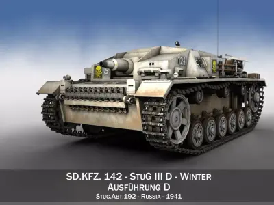 StuG III - Ausf D - StuG Abt 192 - Winter Camo 3D model