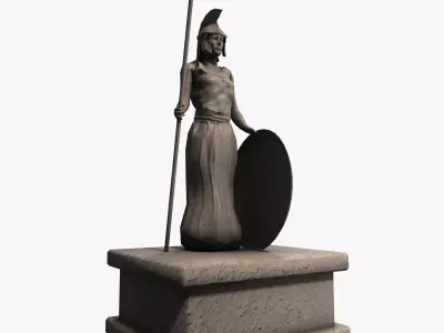 Athena greek stone statue Low-poly 3D model