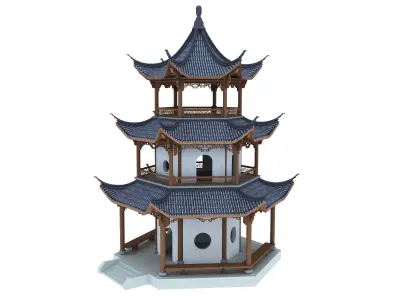 Chinese tower Low-poly 3D model